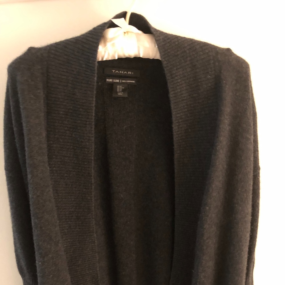 Open front long cashmere cardigan